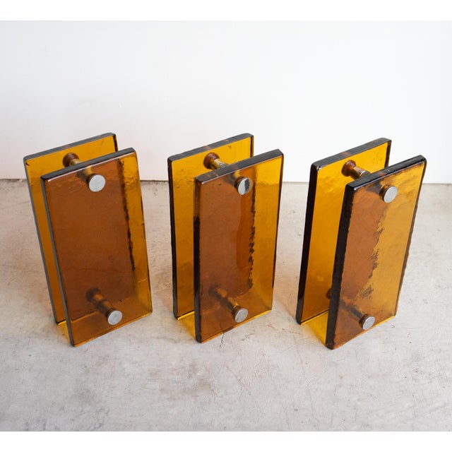 Vintage French Brutalist Amber Glass Push/Pull Door Handles, 1960s For Sale - Image 4 of 18