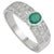 Gemstone Classic Oval Emerald Diamond Statement Band Ring in Sterling Silver, Size 7 For Sale - Image 7 of 13
