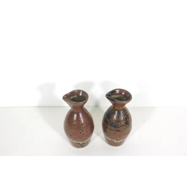 1970s Vintage Japanese Stoneware Sake Bottles Small Pitchers, a Pair For Sale - Image 5 of 8