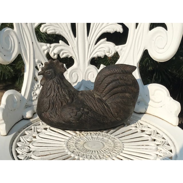 Vintage Cast Iron Rooster Door Stop For Sale - Image 4 of 4