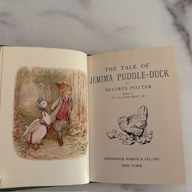 A sweet pair of Beatrix Potter children's books - The Tale of Jemima Puddle Duck and the Tale of Jeremy Fisher. Hardcover,...