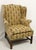Southwood & Co. Southwood Mahogany Frame Chippendale Pineapple Fabric Wing Back Chair W/ Ottoman For Sale - Image 4 of 15