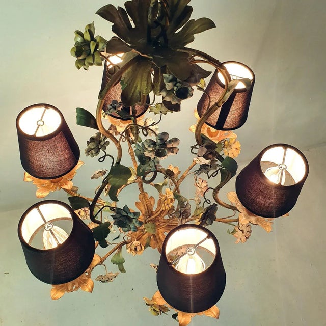 Mid-Century Italian Tole Chandelier, 1950s For Sale - Image 6 of 13
