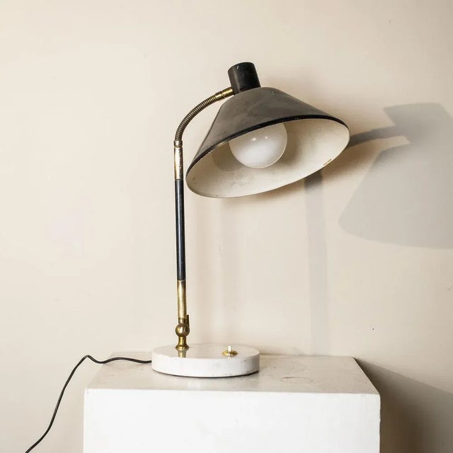 Circular Marble Base Lamp Lighting in Metal from Stilux Milano, 1950s For Sale - Image 12 of 12