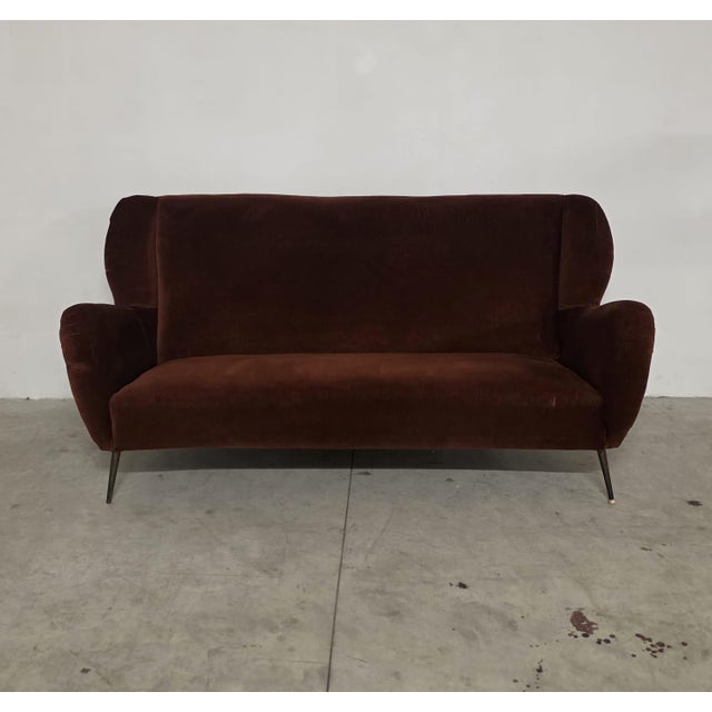 Vintage Italian Velvet Sofa, 1950s For Sale - Image 11 of 11