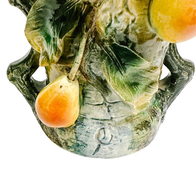 Antique 19th C. Austrian Bohemian Majolica Pear Tree Trunk Vase by Josef Strnact For Sale - Image 9 of 14