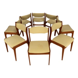 1980s Set of 8 Danish Modern Solid Teak Dining Chairs Acquired From D-Scan For Sale