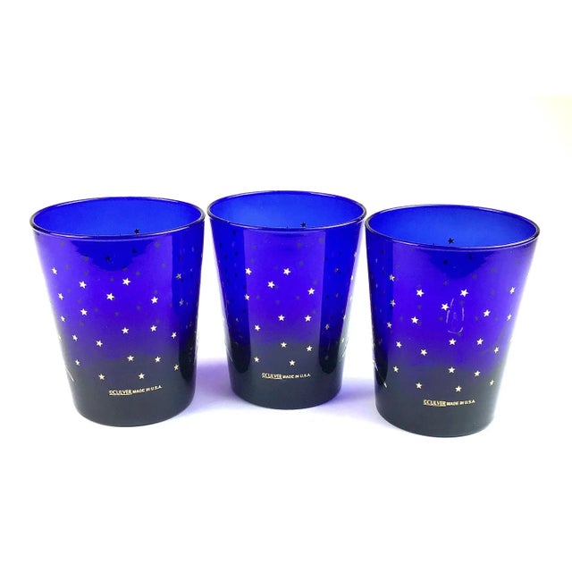 Mid-Century Modern Mid-Century Modern Cobalt Blue Holiday Cocktail Glasses Culver For Sale - Image 3 of 11