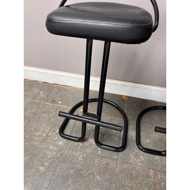 Postmodern Pair of Vintage Postmodern Italian Barstools Made in Italy For Sale - Image 3 of 7