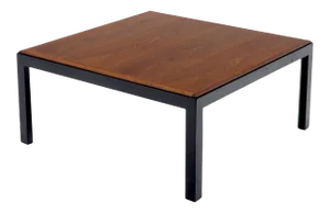 Square Walnut Top Ebonized Base Center Coffee Table