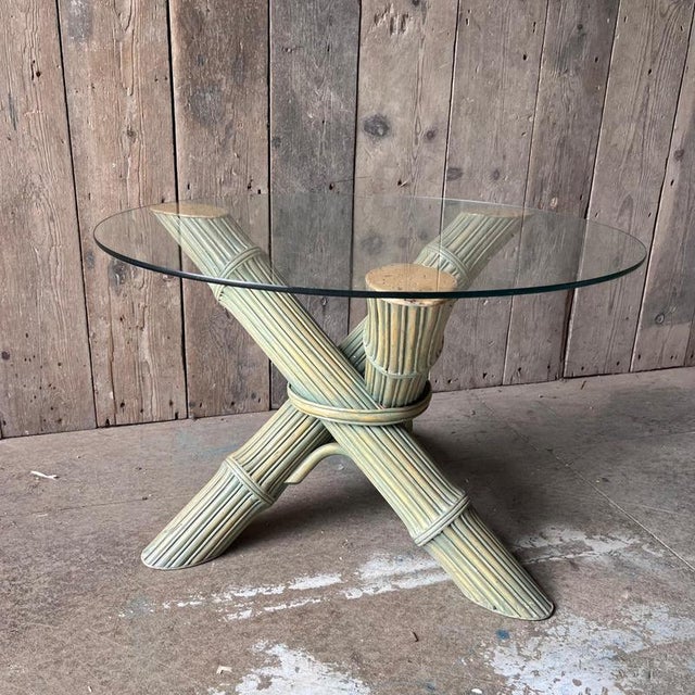 Vintage Side Table in Faux Bamboo with Glass Top, 1980s For Sale - Image 12 of 13