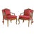 Vintage French Bergere Carved Wood Cane Red Occasional Chairs - a Pair For Sale