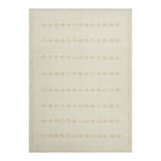 Rug & Kilim’s Scandinavian-Inspired Rug, Subtle Geometric Stripes in Cream White For Sale
