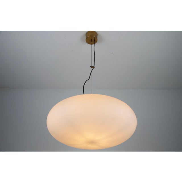 Vintage Italian Brass and Glass Pendant Light from Stilnovo, 1950s For Sale - Image 6 of 13