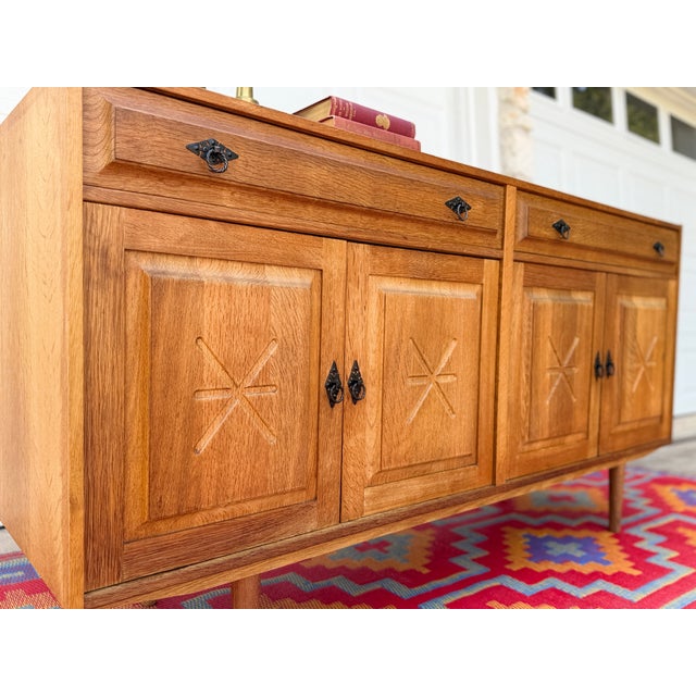 Danish Oak Sideboard Credenza Media Cabinet For Sale - Image 4 of 9