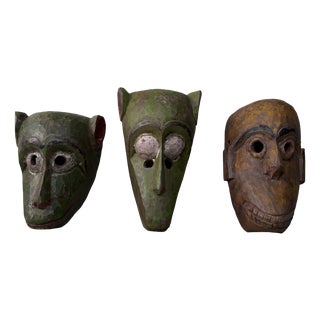 Hand-Carved Hanuman Monkey Masks, Nepal, 1950s, Set of 3 For Sale