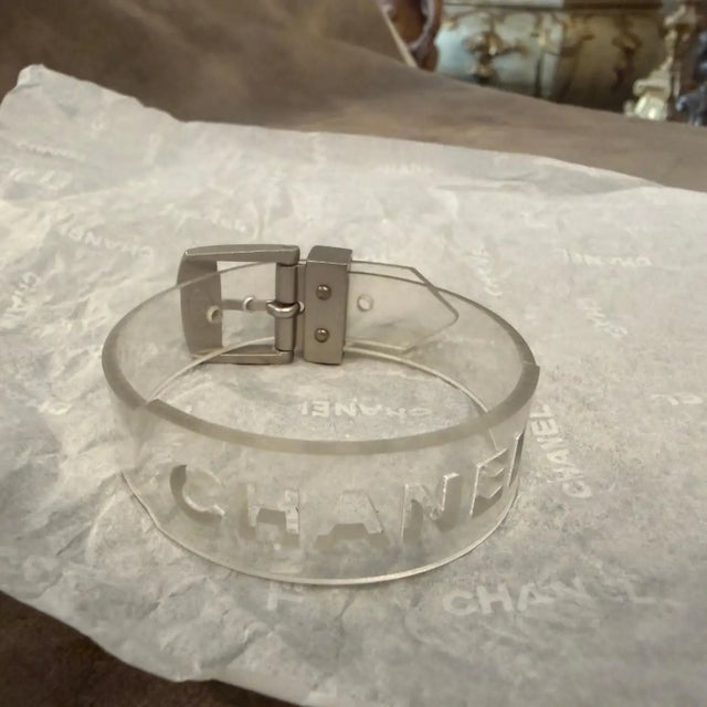A Post-Modern 21st Century Plastic and Metal Logo Bracelet by Chanel For Sale - Image 14 of 15