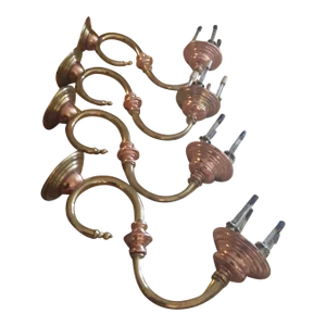 C1930 Art Deco Era Signed e.f. Caldwell Brass/ Copper Mansion Wall Sconces Set of 4