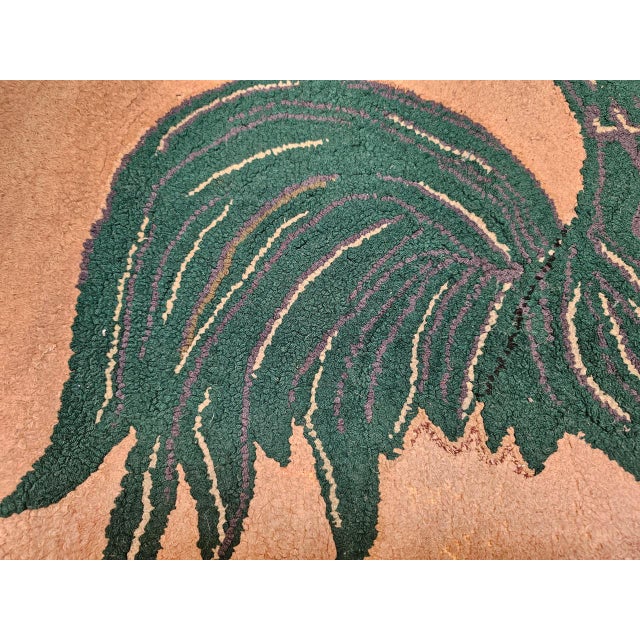 Vintage American Hand Hooked Rug, Wool & Cotton, Standing Rooster Design, 2x3 For Sale - Image 12 of 14