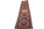 This hand-knotted tribal runner rug features an elongated, vibrant sky-blue field anchored by a continuous chain of...