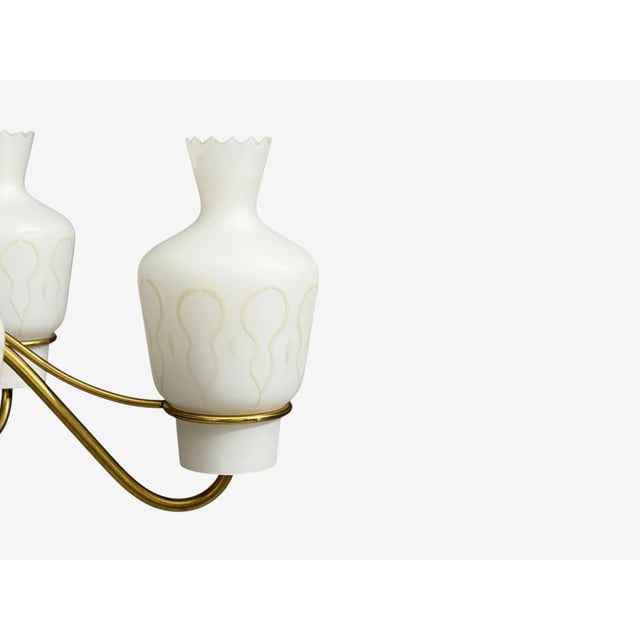 Wood Swedish Modern, Chandelier, Brass, Mahogany, Glass, Sweden, 1940s For Sale - Image 7 of 11
