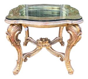 Antique 18th C Style Rococo Venetian Giltwood Table by W Antiqued Mirror