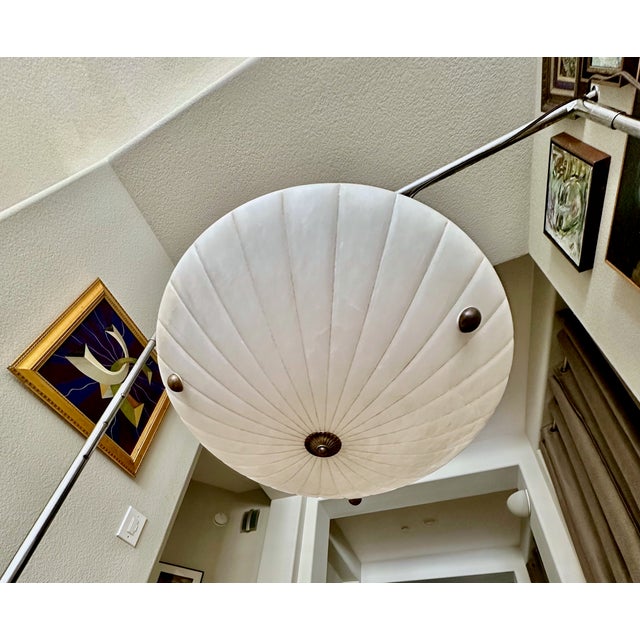 Late 20th Century Directoire Style French Alabaster Pendant Chandelier For Sale In Palm Springs - Image 6 of 17