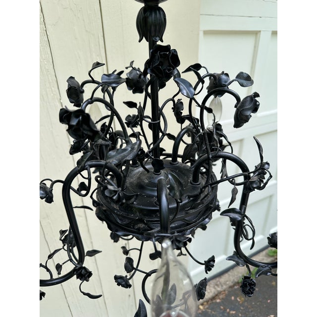 Moe Light Vintage Five Light Black Floral Fixture For Sale - Image 4 of 8