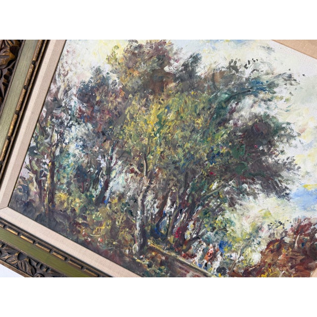 1960s Vintage Impressionist Abstract Landscape Oil on Canvas Painting, Framed For Sale - Image 10 of 12