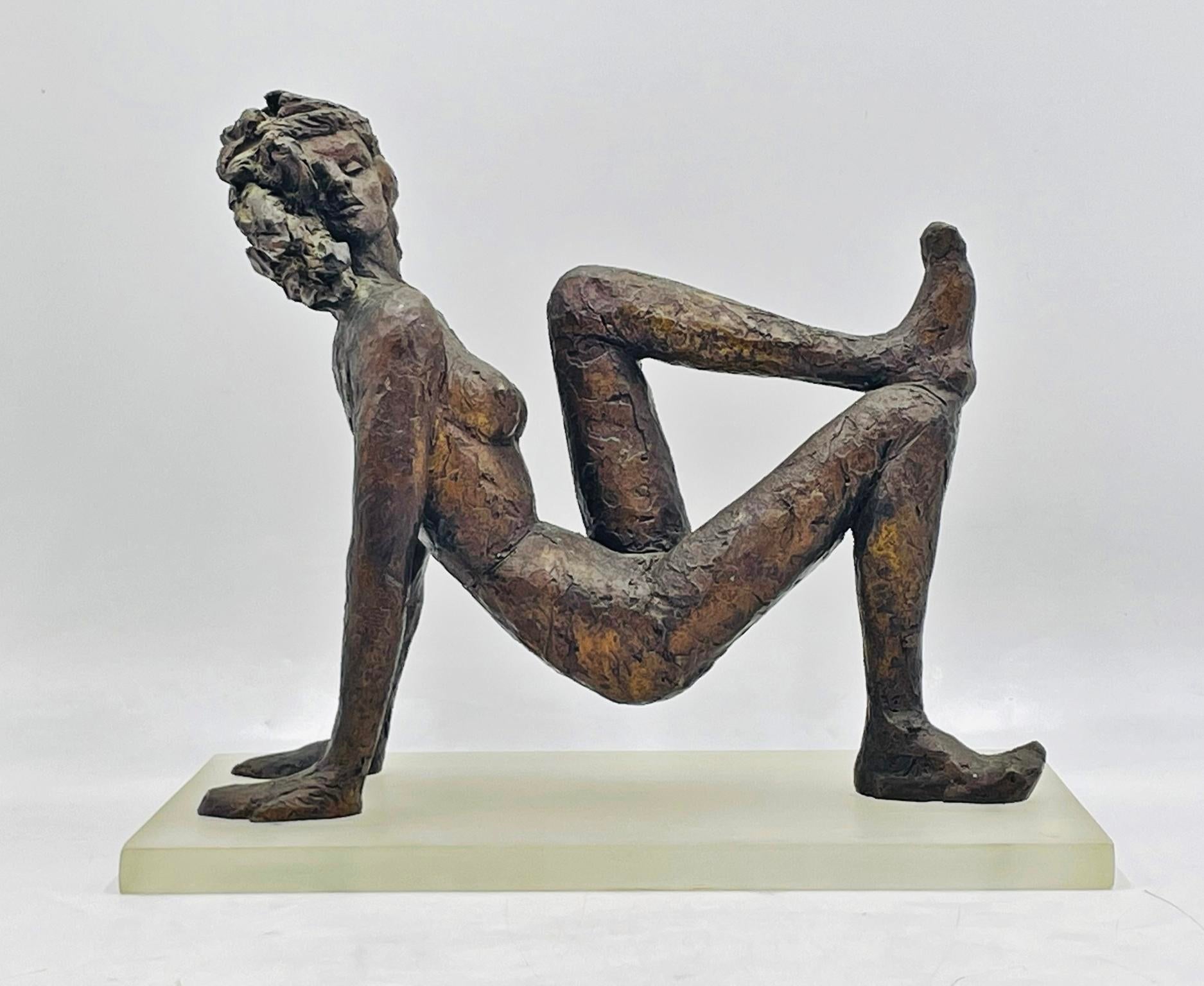 1980s Victor Salmones “By the Sea” Bronze Figurative Sculpture