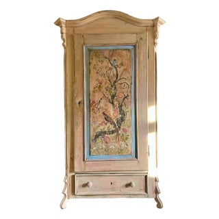 Vintage Painted Pine Armoire with Chinoiserie, 1920s For Sale