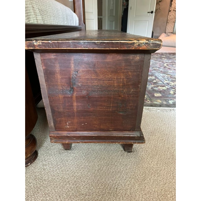 Blue Antique Eastern European Floral Painted Pine Wood Marriage Chest/Marriage Box (Dated 1869) For Sale - Image 8 of 8