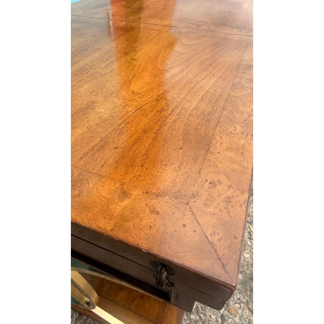 Vintage Mastercraft Burl Wood & Brass Expandable Bar Cabinet on Casters For Sale - Image 9 of 14