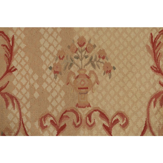 Rug & Kilim’s Aubusson Style Flat Weave in Brown, Gold and Red Floral Medallion For Sale In New York - Image 6 of 9