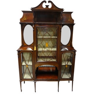 Outstanding Mahogany Inlaid Display Cabinet For Sale