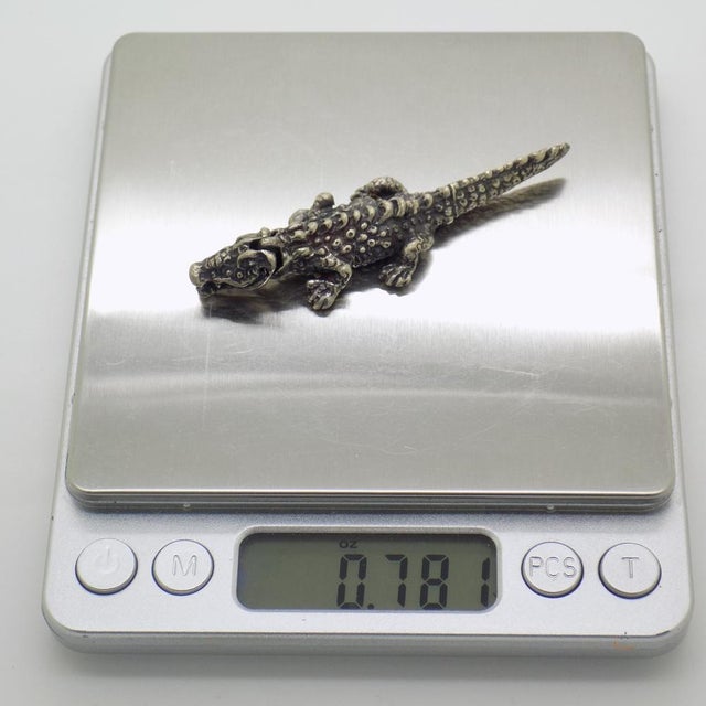 Vintage Italian Handmade Genuine Silver Alligator Figurine, 1970s For Sale - Image 11 of 13