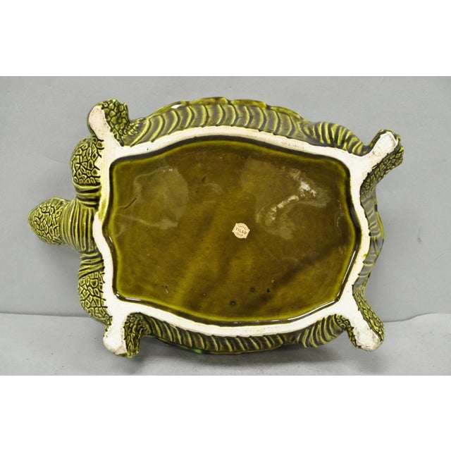 Vintage Tilso Japan Mid Century Modern Green Ceramic Figural Turtle Soup Tureen For Sale - Image 15 of 17
