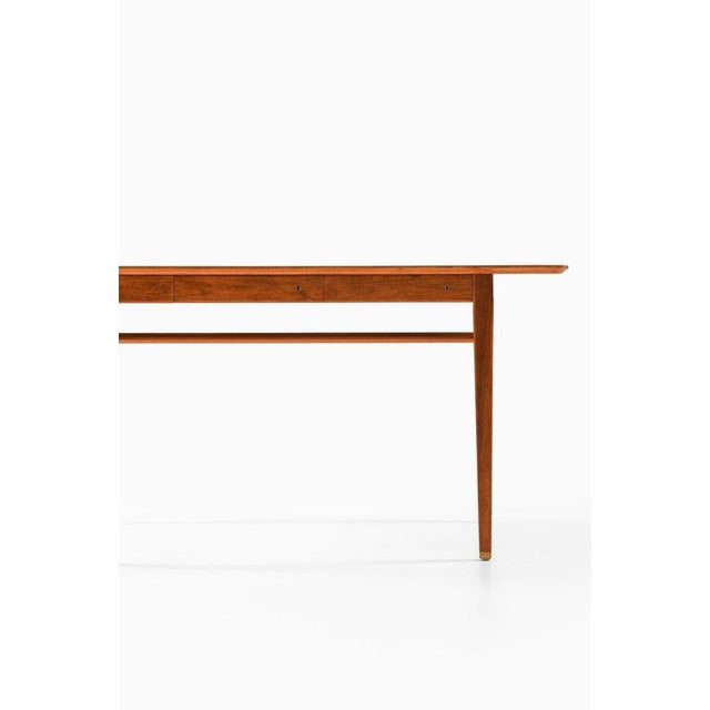 Scandinavian Modern Desk in Brass and Teak attributed to Axel Larsson, 1959 For Sale - Image 3 of 14