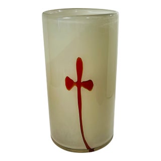 Henry Dean Signed Tall Graphic Vase For Sale