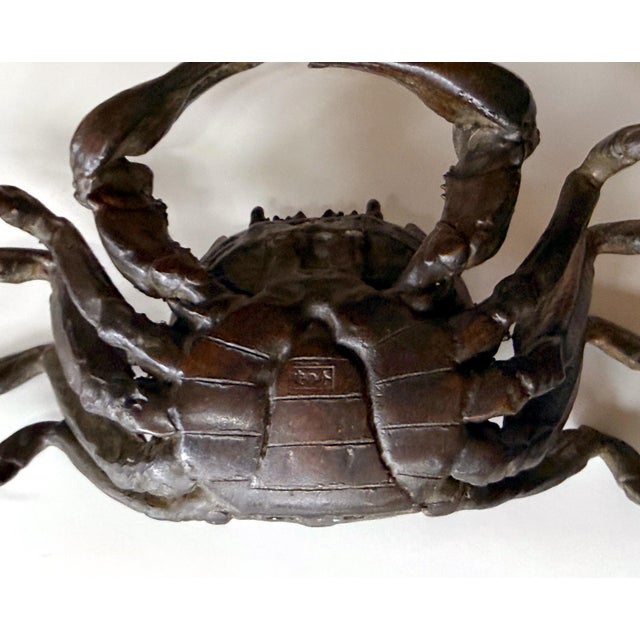Japanese Bronze Crab Okimono Meiji Signed Yasunosuke For Sale - Image 10 of 13