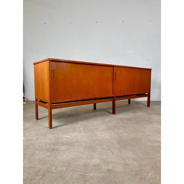 Brown Teak Sideboard with Sliding Doors by Gianfranco Frattini, 1957 For Sale - Image 8 of 12