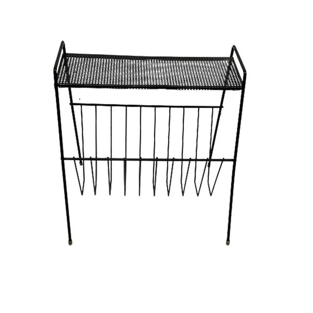 Metal Magazine Rack with Perforated Small Table Top from Pilastro For Sale - Image 3 of 5