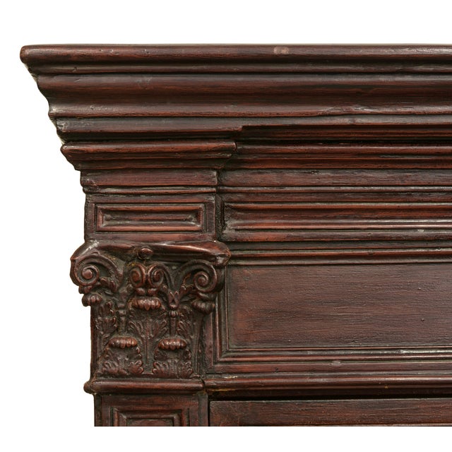 Antique Carved Wooden Display Cabinet with Sculpted Capitals in Walnut For Sale - Image 5 of 12