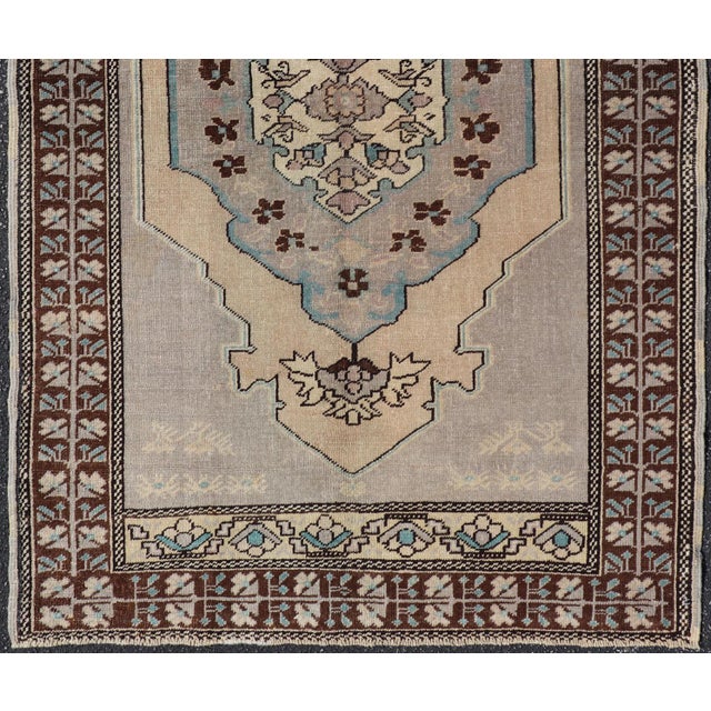 Vintage Turkish Medallion Oushak Area Rug in Gray, Taupe, Brown and Cream For Sale - Image 11 of 13