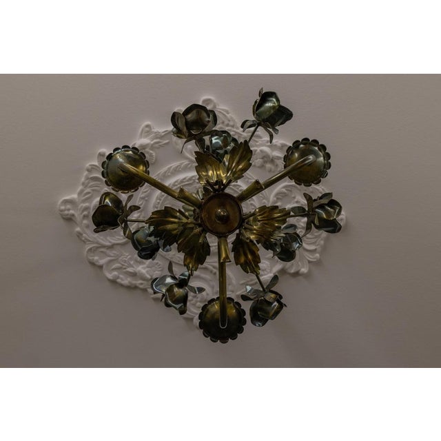 Hollywood Regency Style Floral Three-Light Chandelier, France, 1970s For Sale - Image 6 of 18