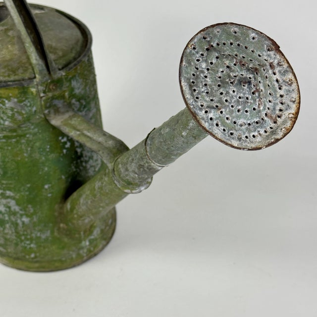Mid 20th Century Mid 20th Century Lovely Vintage European Metal Watering Can for Garden Decor, in Splendid Green For Sale - Image 5 of 9