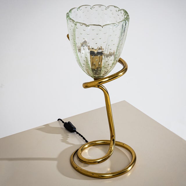Metal Mid-20th Century Table Lamp Attributed to Ercole Barovier, Italy For Sale - Image 7 of 8