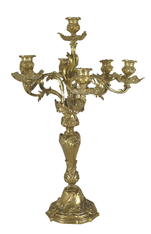 End of 19th Century Louis XV Gilded Bronze Candelabra