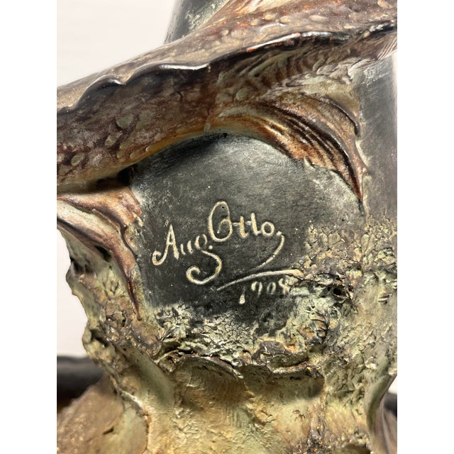 Art Nouveau Rare 1908 Art Nouveau Bohemian Dragon Vase by August Otto for Johann Maresch 17 3/4" For Sale - Image 3 of 11