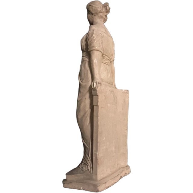 Vintage Neoclassical Empire Style Female Figurine in Cast Stone, 1800s For Sale - Image 3 of 6